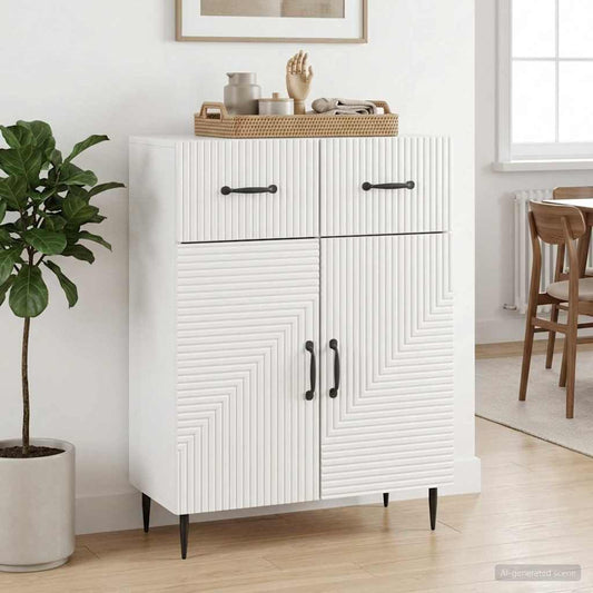 Sideboard High Gloss White 66 x 34.5 x 89.5 cm Engineered Wood