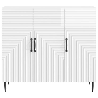 Sideboard High Gloss White 89 x 34.5 x 80 cm Engineered Wood