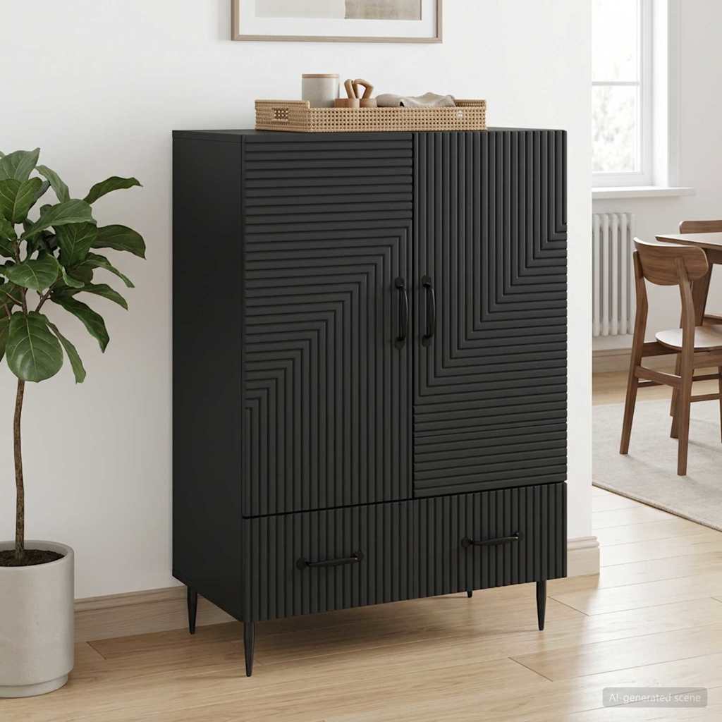 Sideboard with Drawer Black 66 x 34.5 x 95 cm Engineered Wood