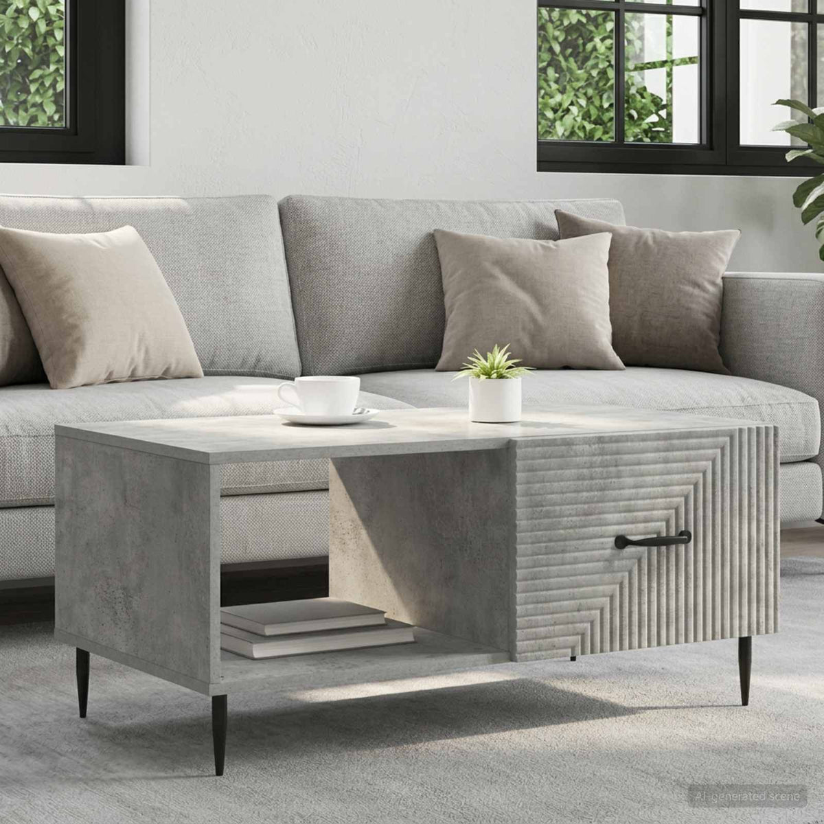 Coffee Table Concrete Grey 90 x 50 x 40 cm Engineered Wood