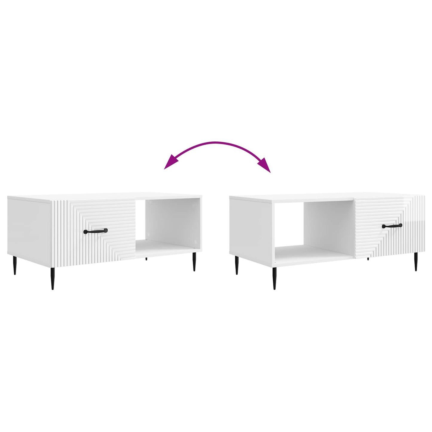 Coffee Table High Gloss White 90 x 50 x 40 cm Engineered Wood