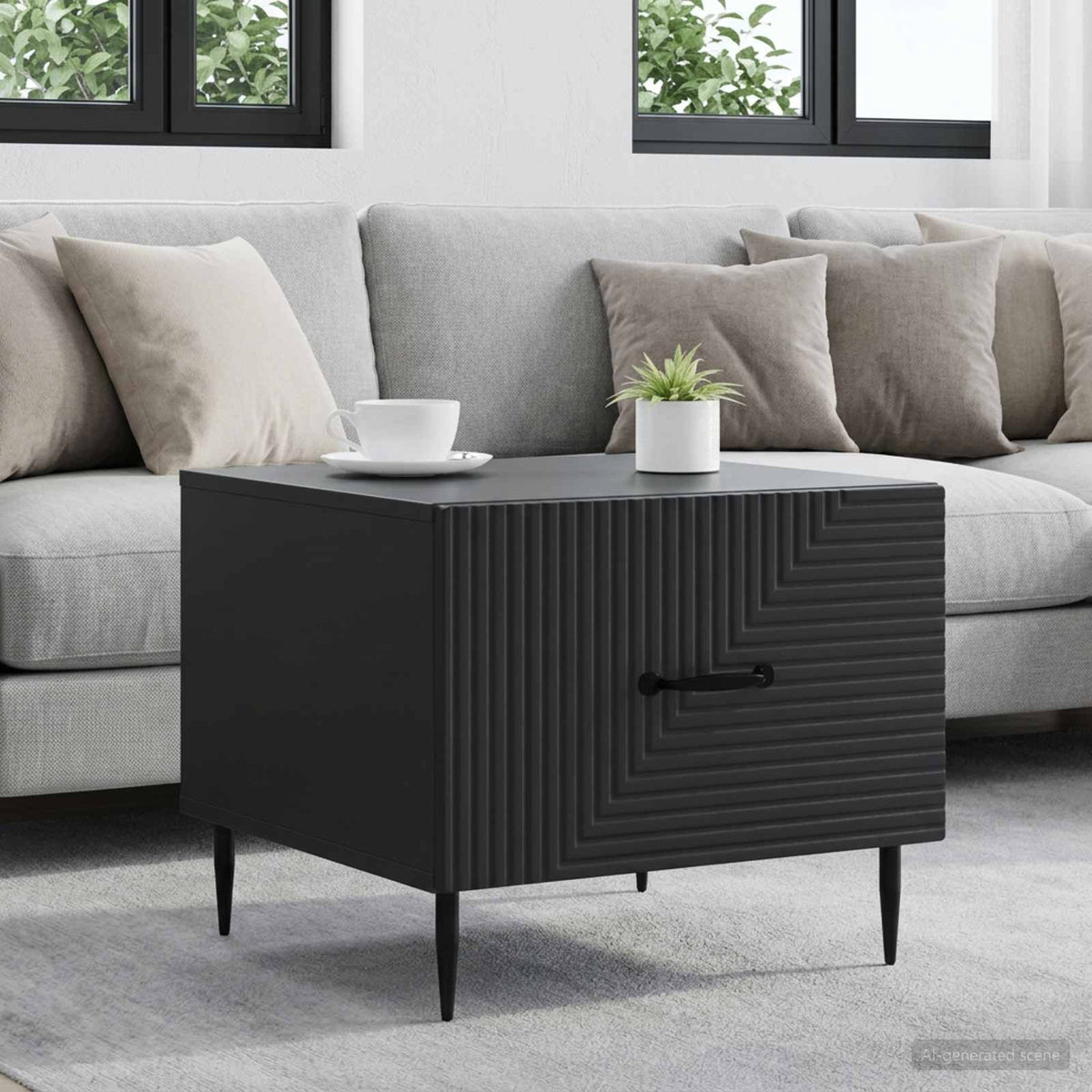 Coffee Table with Drawer Black 49 x 50 x 40 cm Engineered Wood