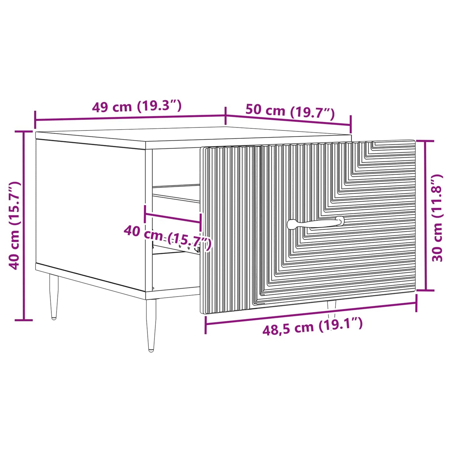Coffee Table Concrete Grey 49 x 50 x 40 cm Engineered Wood