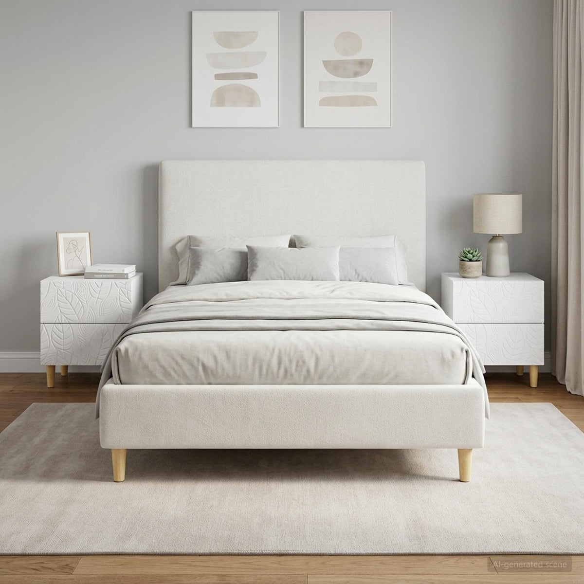 Bedside Table 2 pcs White 43 x 34.5 x 48 cm Engineered Wood