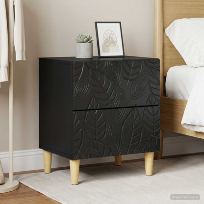 Bedside Table 2 pcs Black 43 x 34.5 x 48 cm Engineered Wood