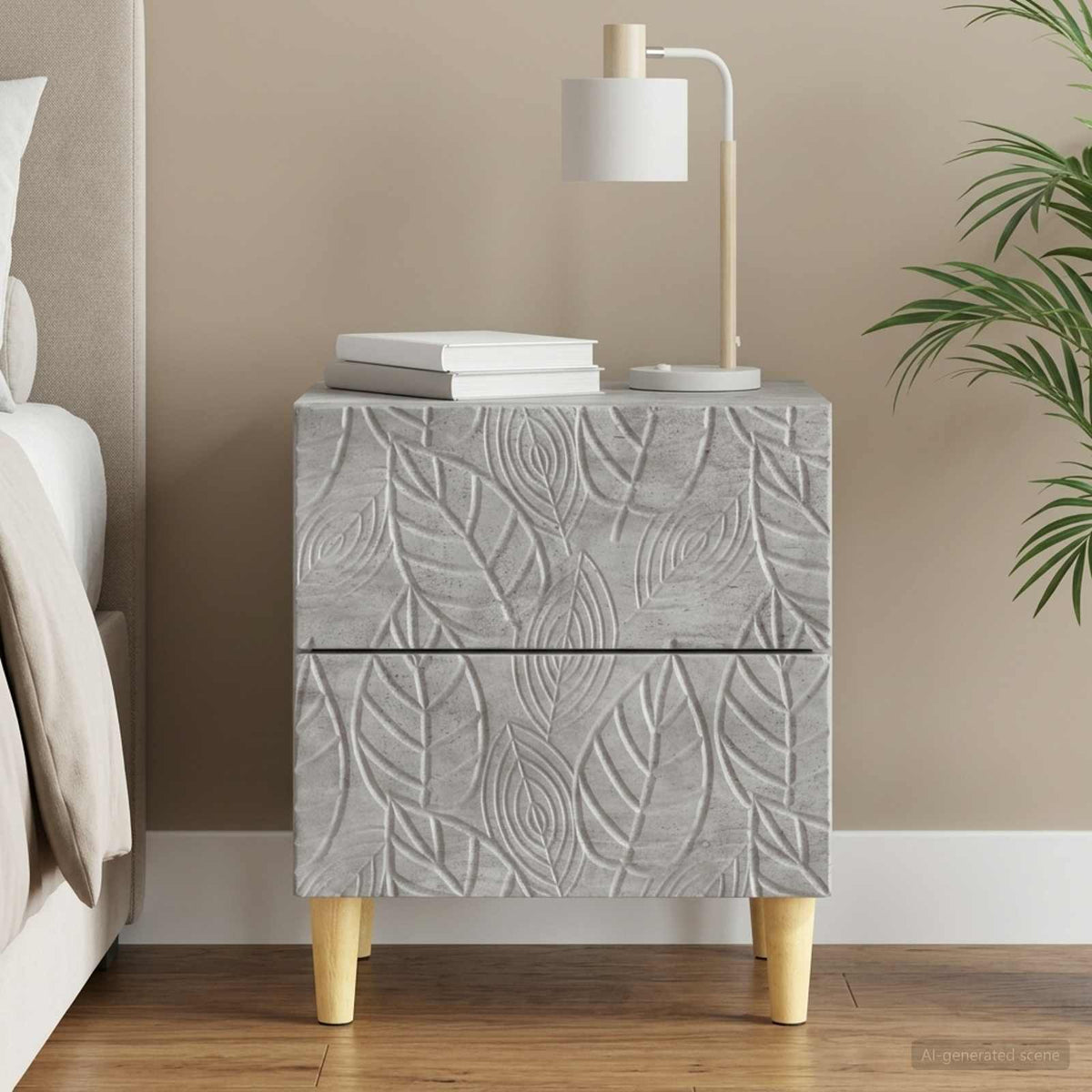 Bedside Table Concrete Grey 43 x 34.5 x 48 cm Engineered Wood