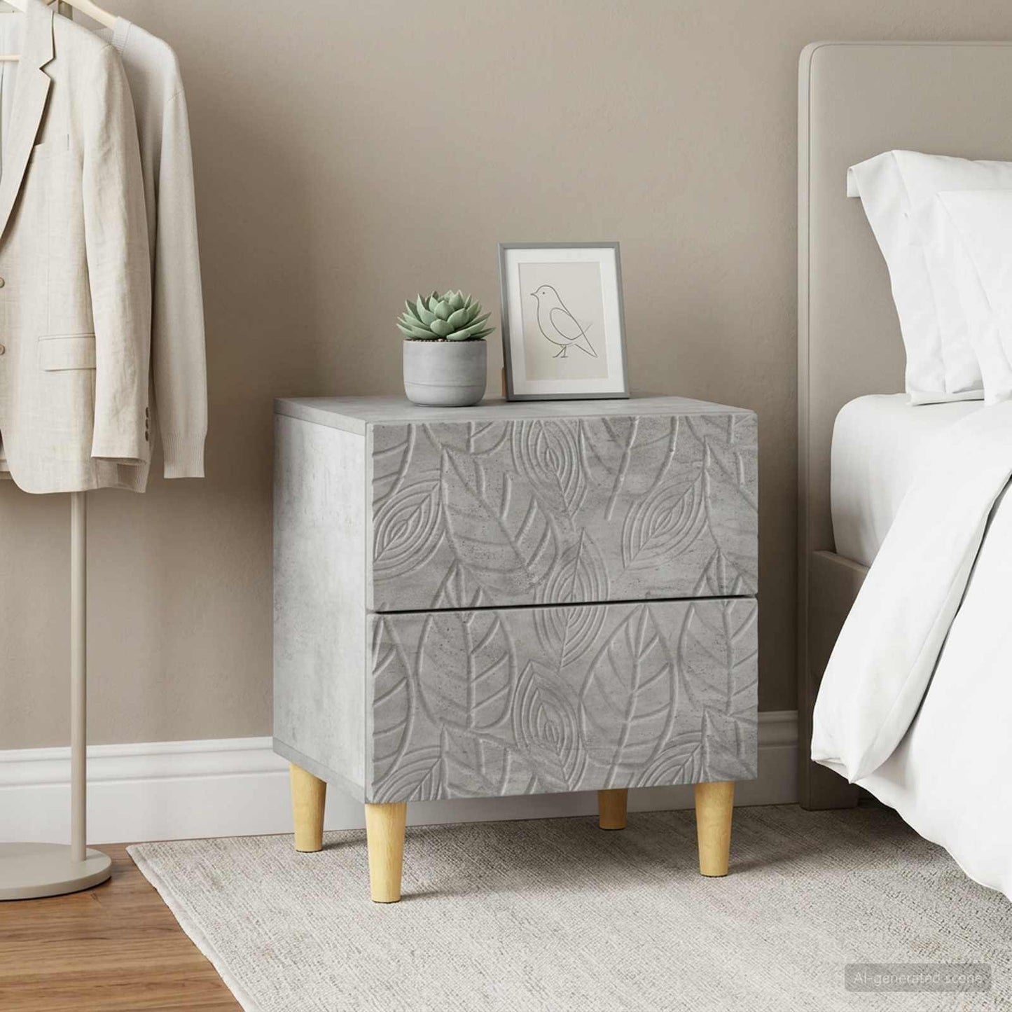 Bedside Table 2 pcs Concrete Grey 43 x 34.5 x 48 cm
