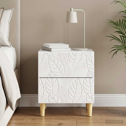 Bedside Table High Gloss White 43 x 34.5 x 48 cm