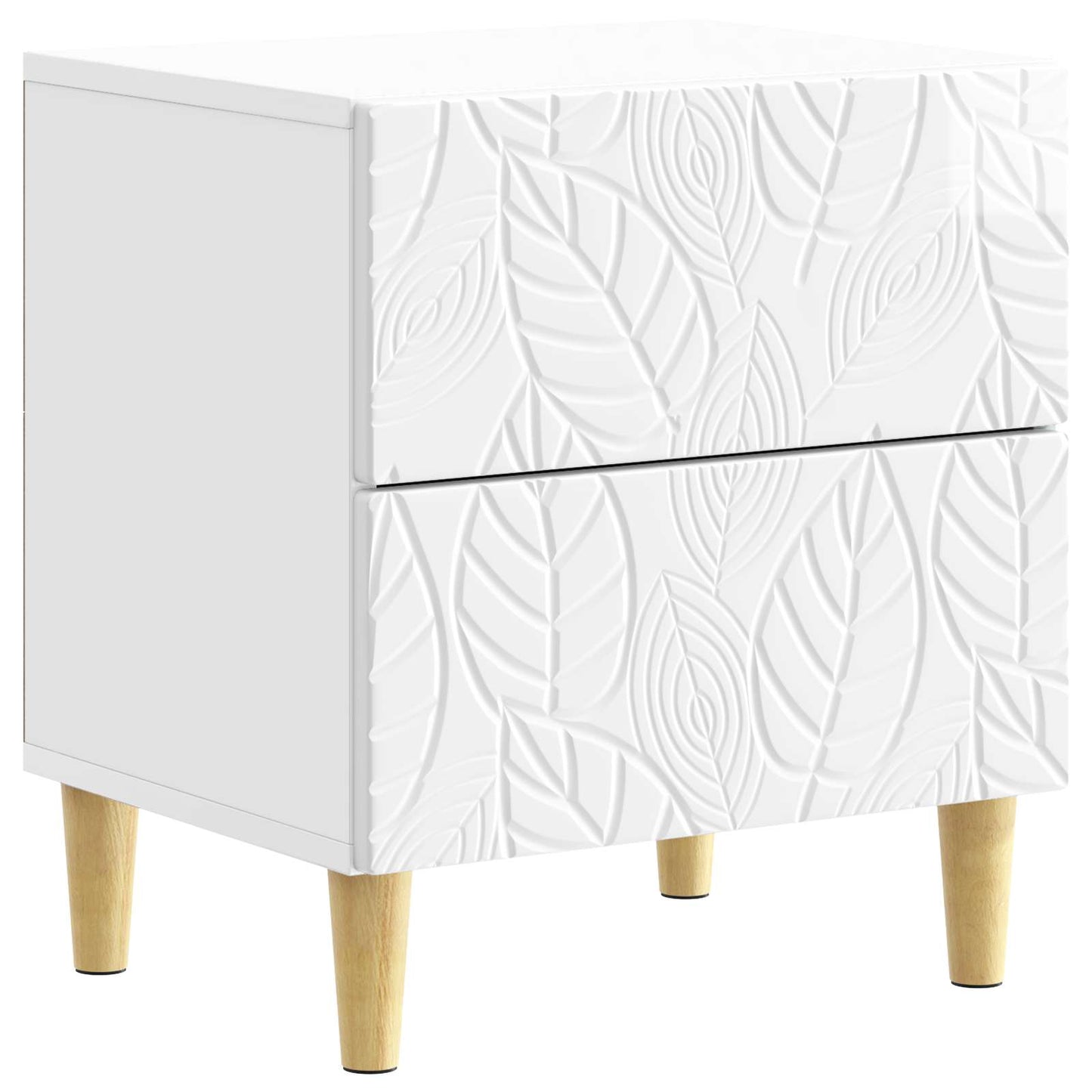 Bedside Table High Gloss White 43 x 34.5 x 48 cm