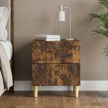 Bedside Table Smoked Oak 43 x 34.5 x 48 cm Engineered Wood