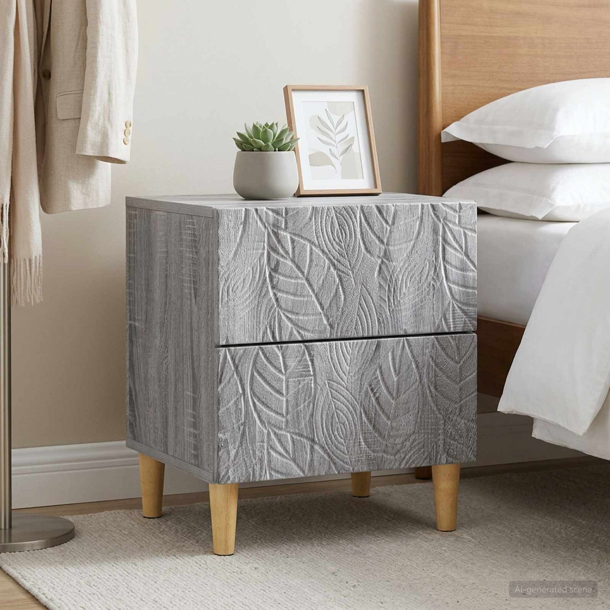Bedside Table 2 pcs Grey Sonoma 43 x 34.5 x 48 cm