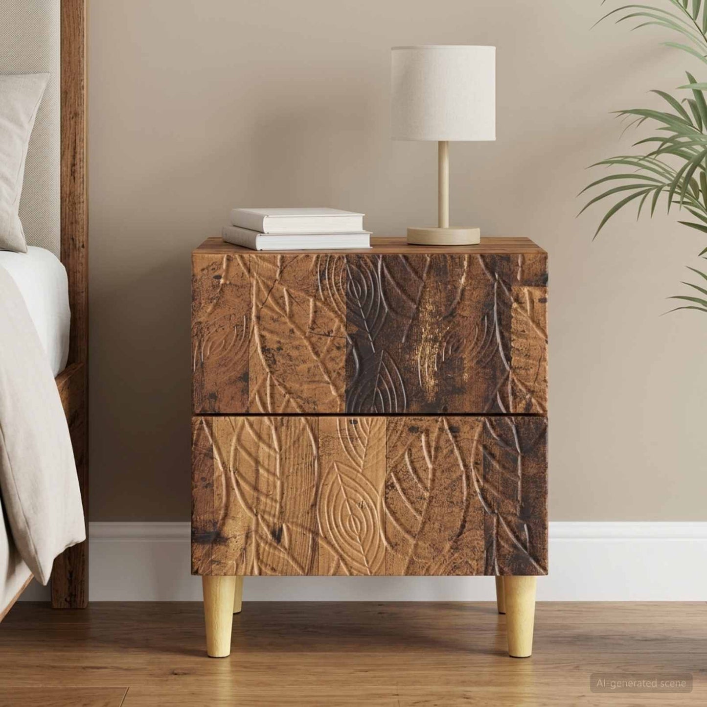 Bedside Table Old Wood 43 x 34.5 x 48 cm Engineered Wood