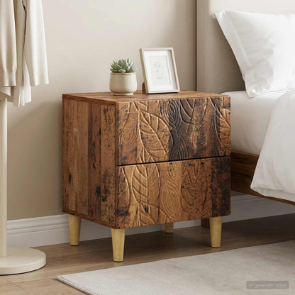 Bedside Table 2 pcs Old Wood 43 x 34.5 x 48 cm Engineered Wood
