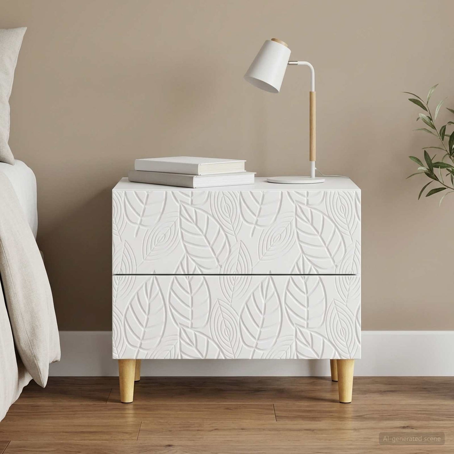 Bedside Table White 62 x 34.5 x 48 cm Engineered Wood