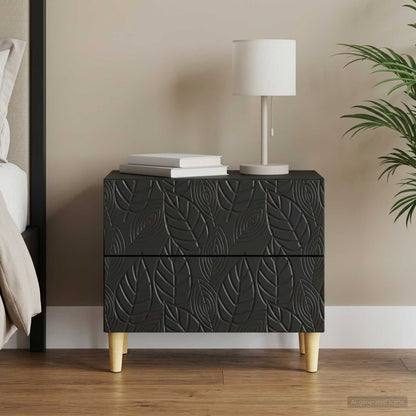 Bedside Table Black 62 x 34.5 x 48 cm Engineered Wood