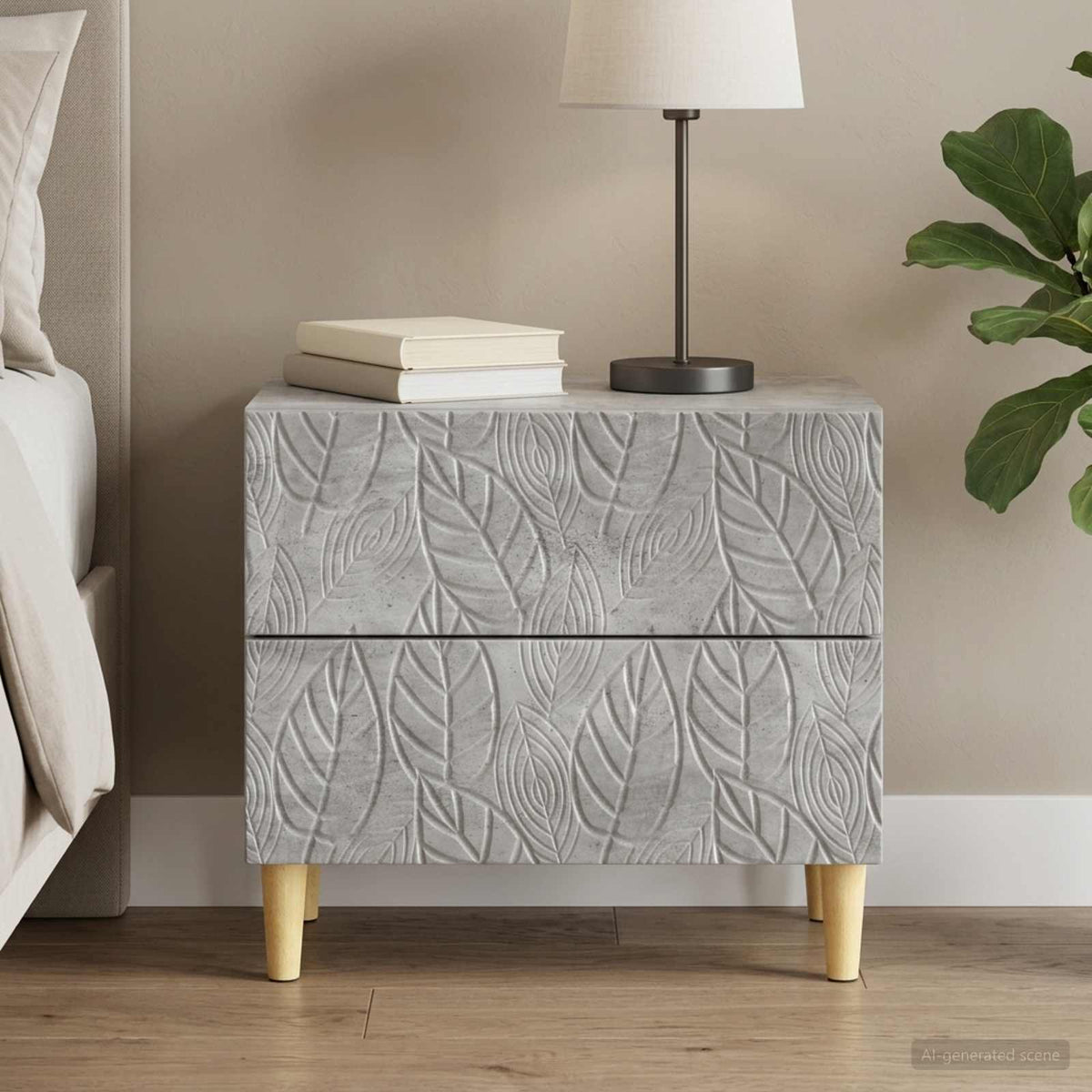 Bedside Table Concrete Grey 62 x 34.5 x 48 cm Engineered Wood