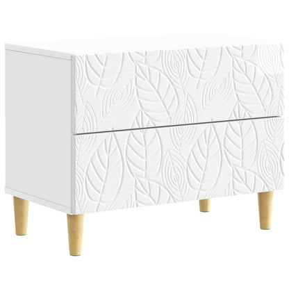 Bedside Table High Gloss White 62 x 34.5 x 48 cm