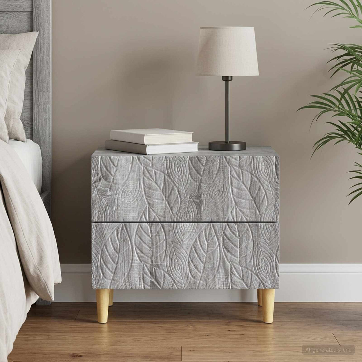 Bedside Table Grey Sonoma 62 x 34.5 x 48 cm Engineered Wood