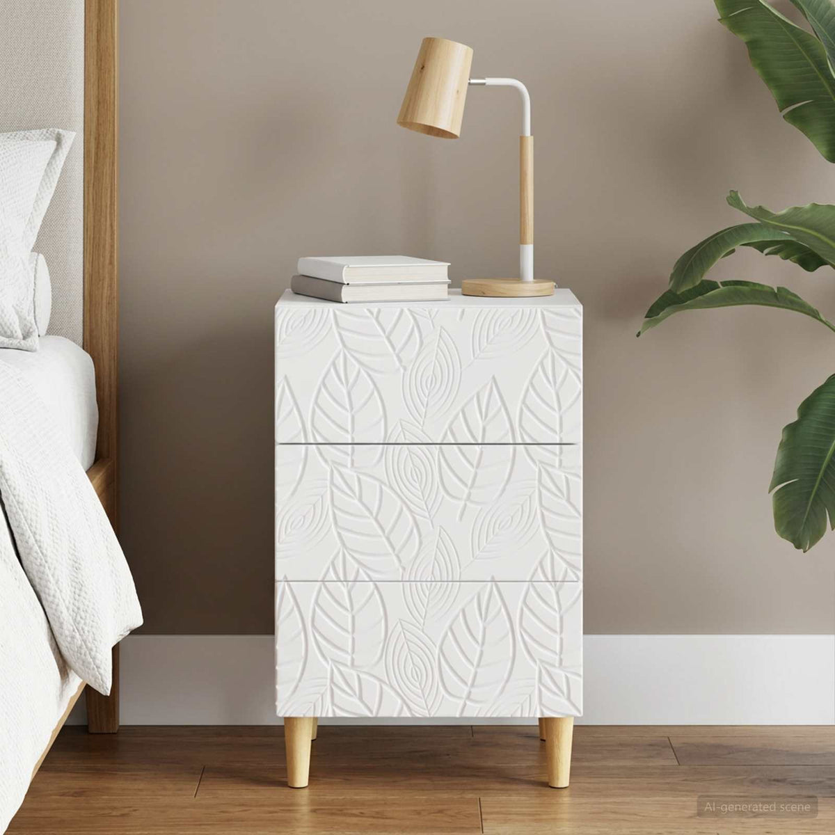 Bedside Table White 43 x 39.5 x 66.5 cm Engineered Wood