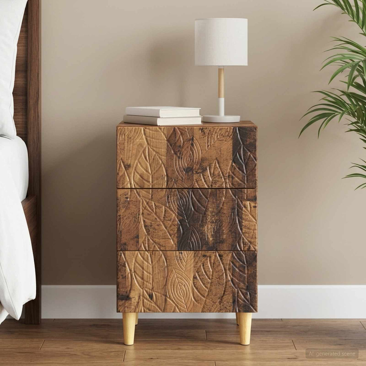 Bedside Table Old Wood 43 x 39.5 x 66.5 cm Engineered Wood