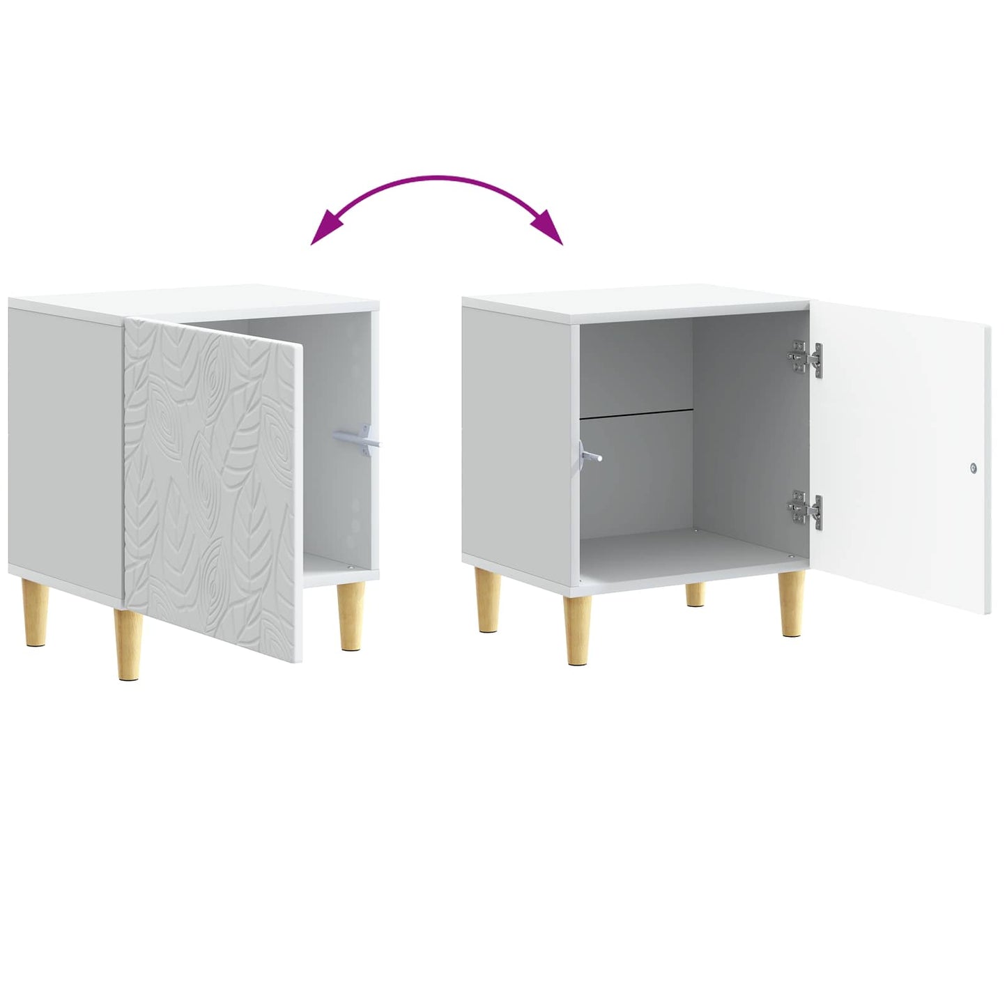 Bedside Table 2 pcs White 43 x 34.5 x 50 cm Engineered Wood