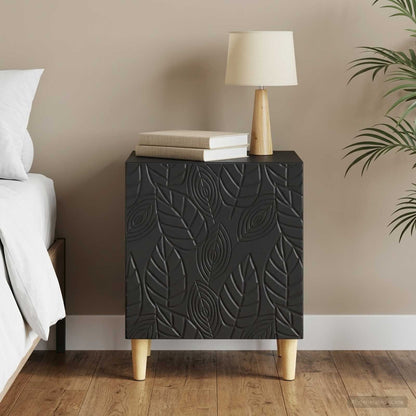 Bedside Table Black 43 x 34.5 x 50 cm Engineered Wood