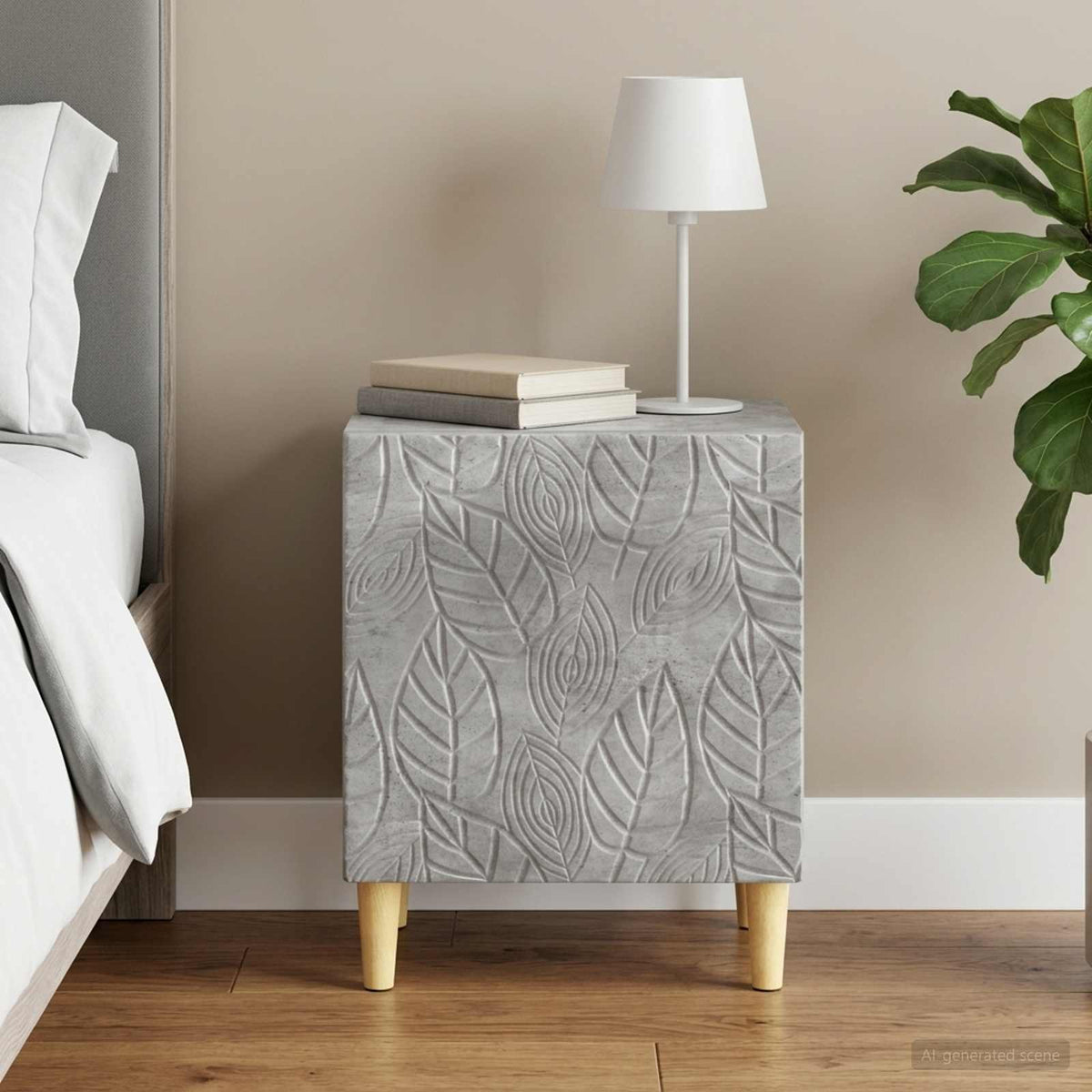 Bedside Table Concrete Grey 43 x 34.5 x 50 cm Engineered Wood