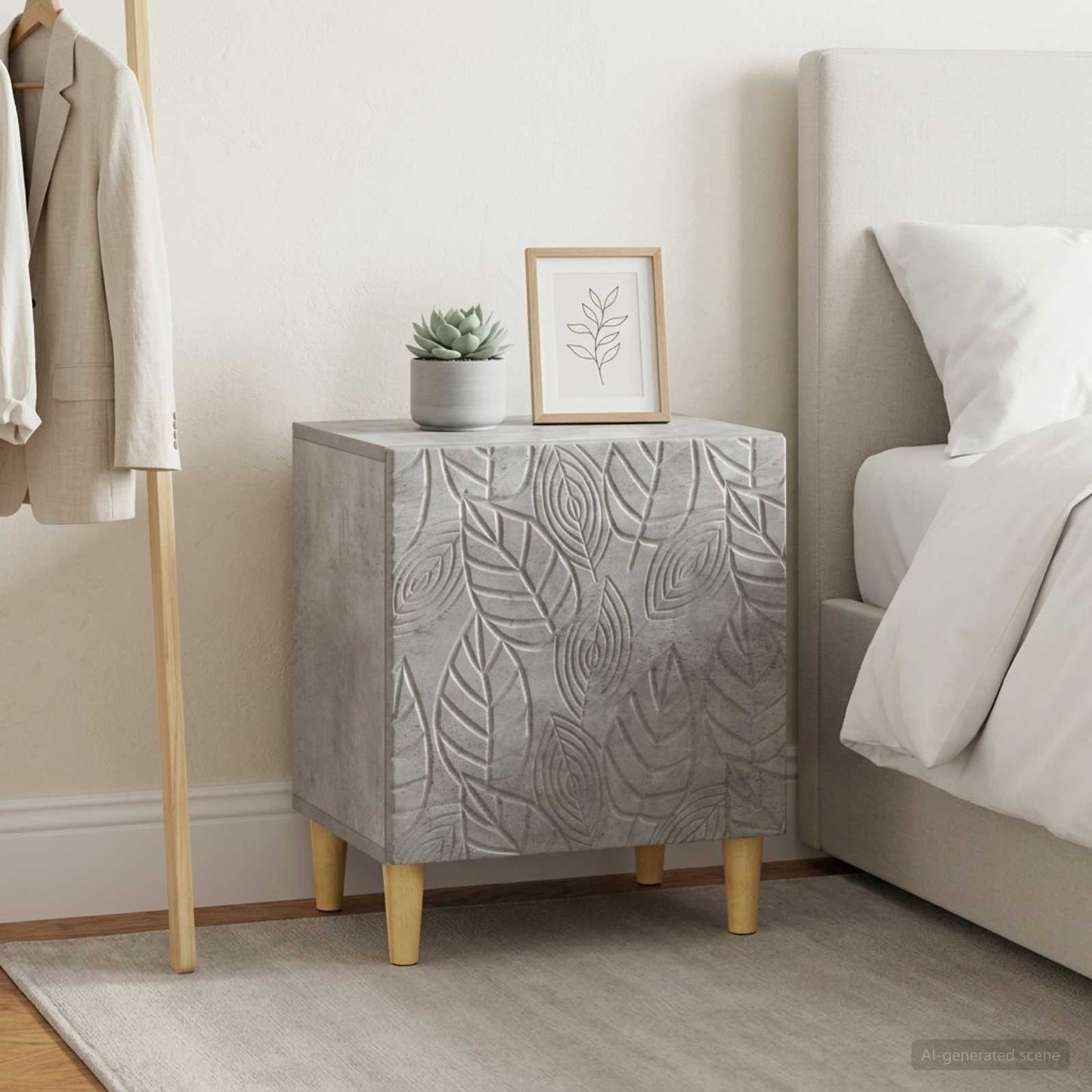 Bedside Table 2 pcs Concrete Grey 43 x 34.5 x 50 cm