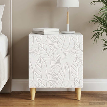 Bedside Table High Gloss White 43 x 34.5 x 50 cm