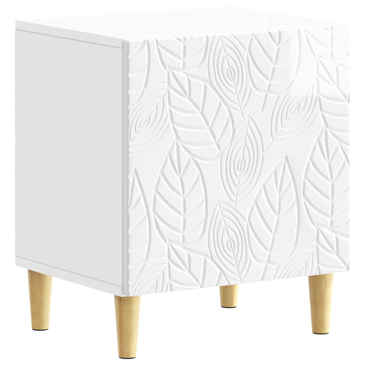 Bedside Table High Gloss White 43 x 34.5 x 50 cm