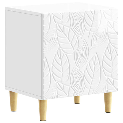 Bedside Table High Gloss White 43 x 34.5 x 50 cm