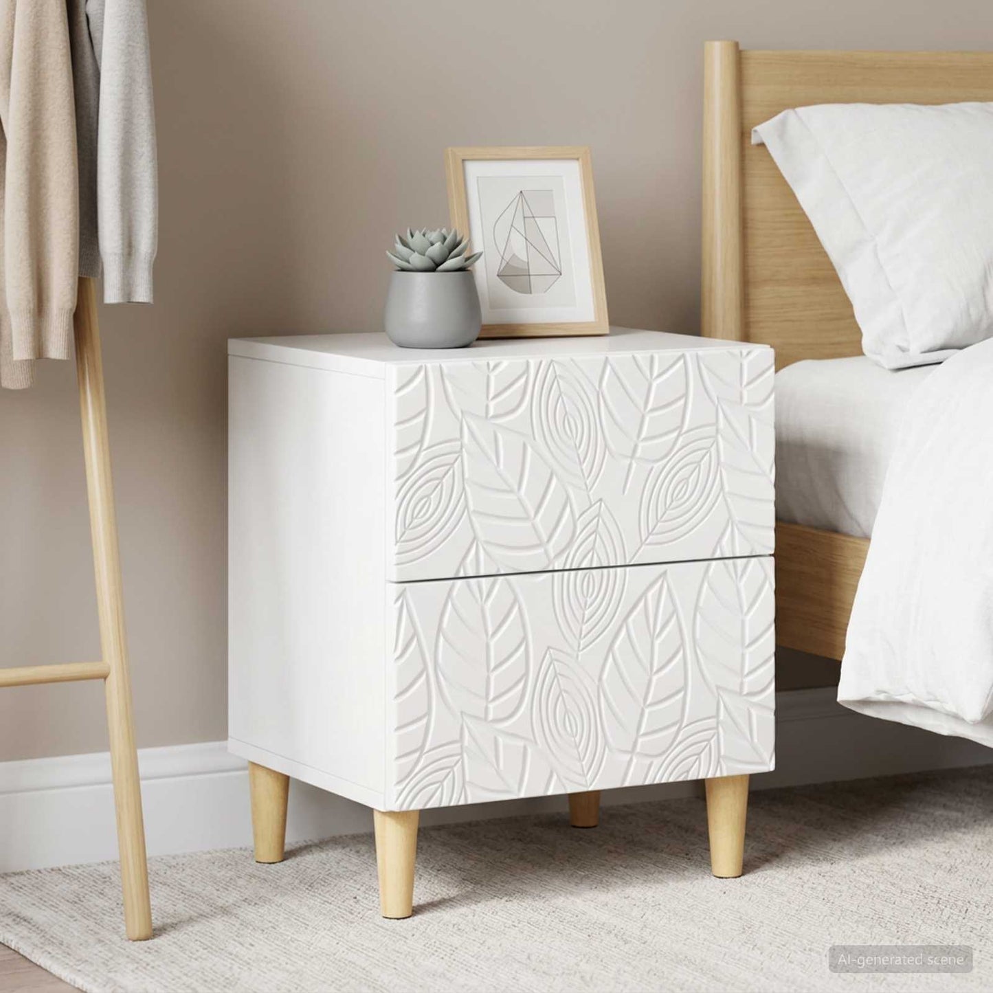 Bedside Table 2 pcs High Gloss White 43 x 34.5 x 50 cm