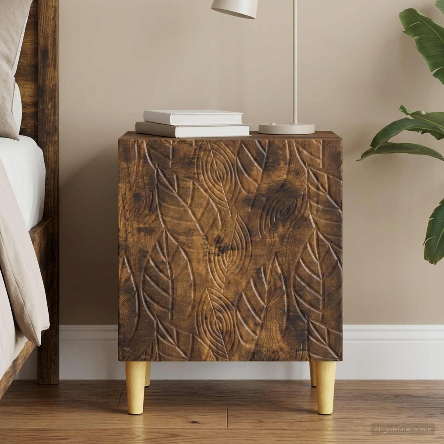 Bedside Table Smoked Oak 43 x 34.5 x 50 cm Engineered Wood