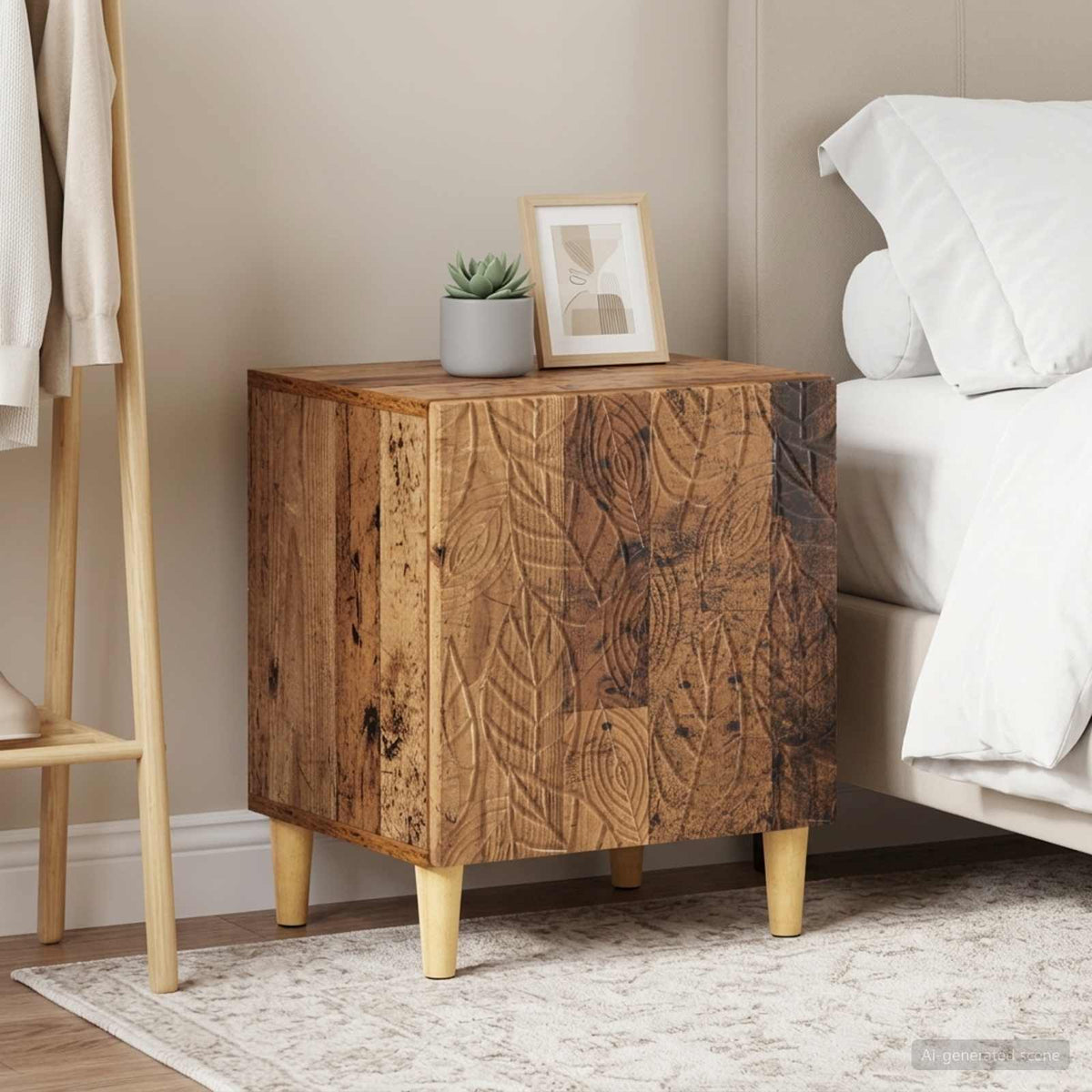 Bedside Table 2 pcs Old Wood 43 x 34.5 x 50 cm Engineered Wood