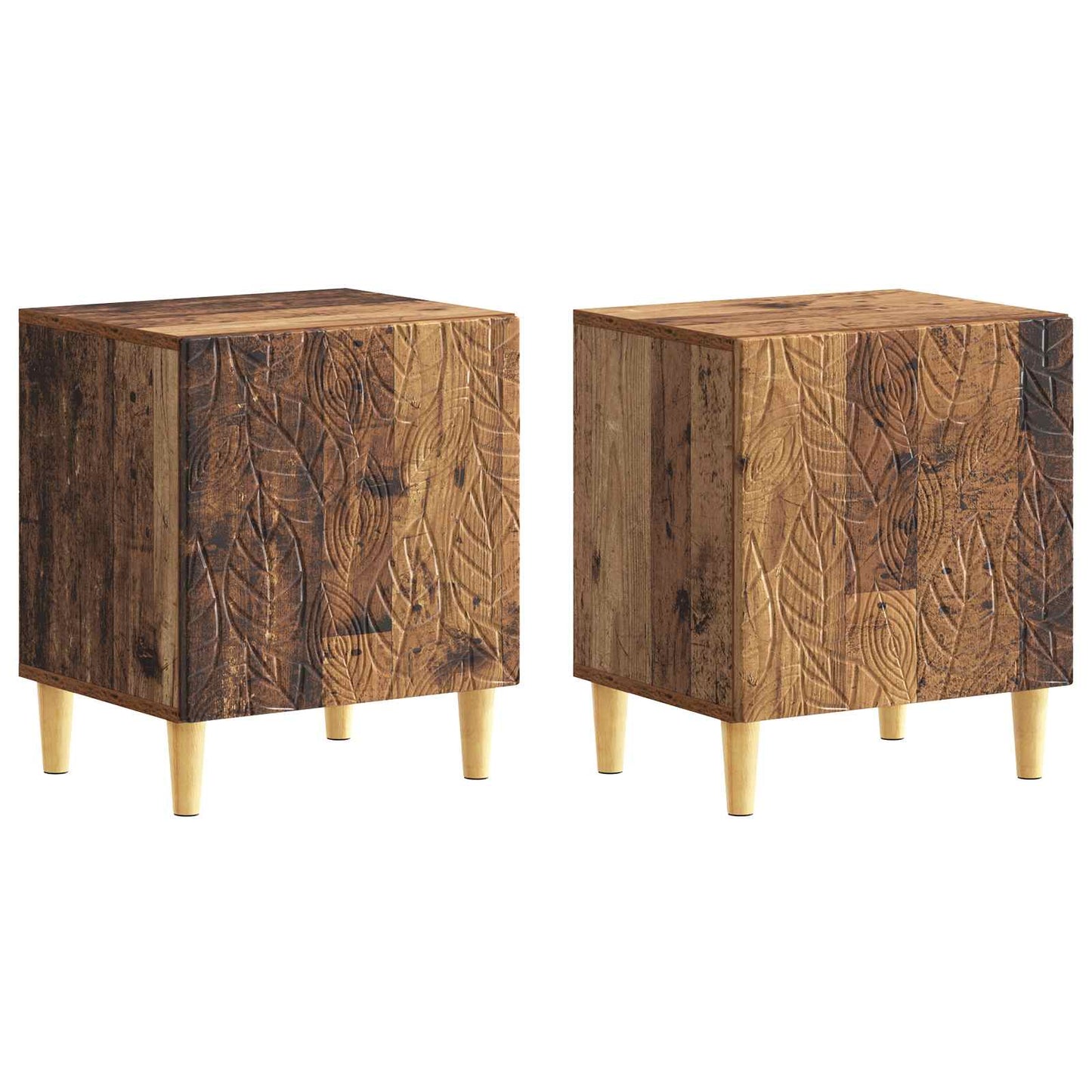 Bedside Table 2 pcs Old Wood 43 x 34.5 x 50 cm Engineered Wood