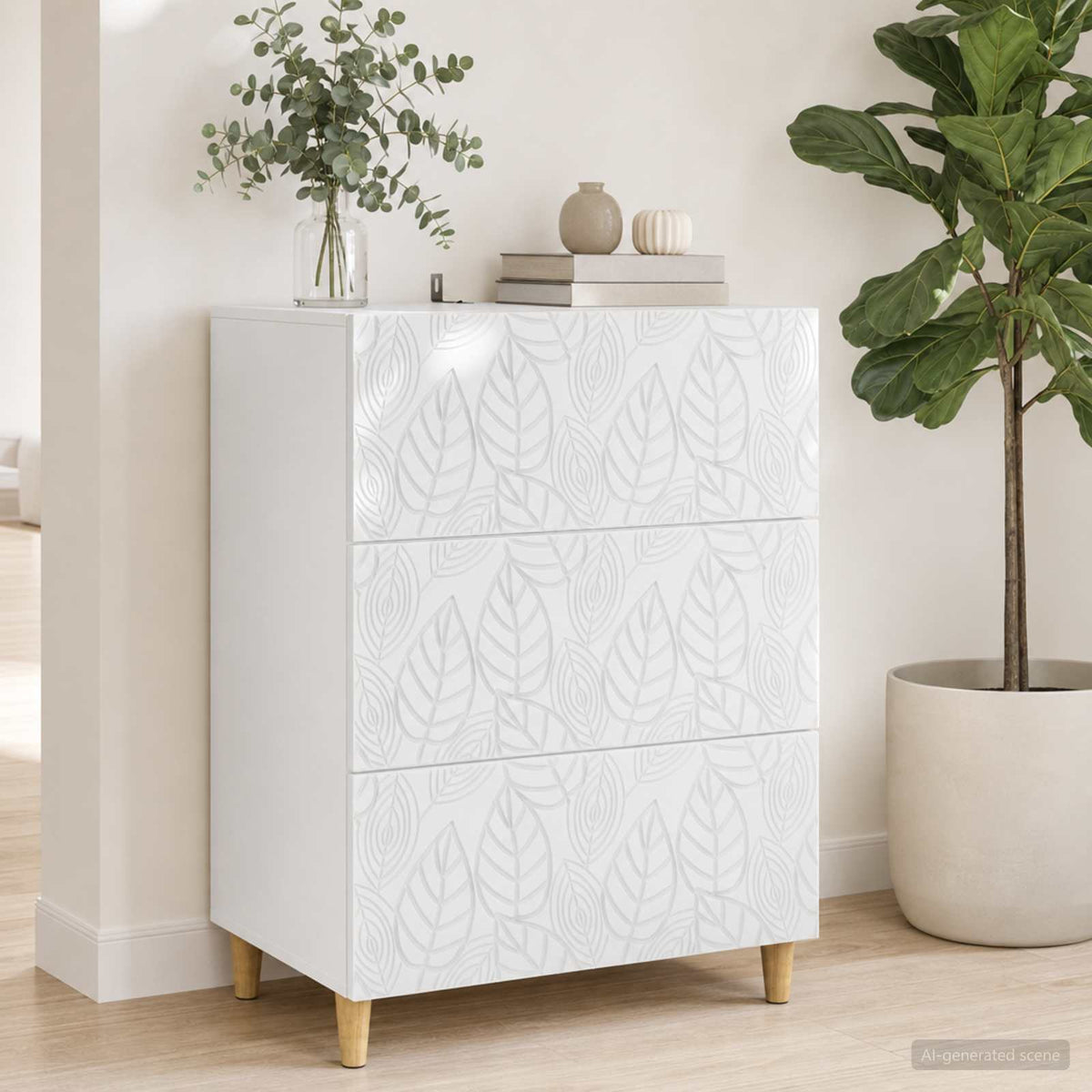 Drawer Cabinet White 66 x 34.5 x 90 cm Engineered Wood