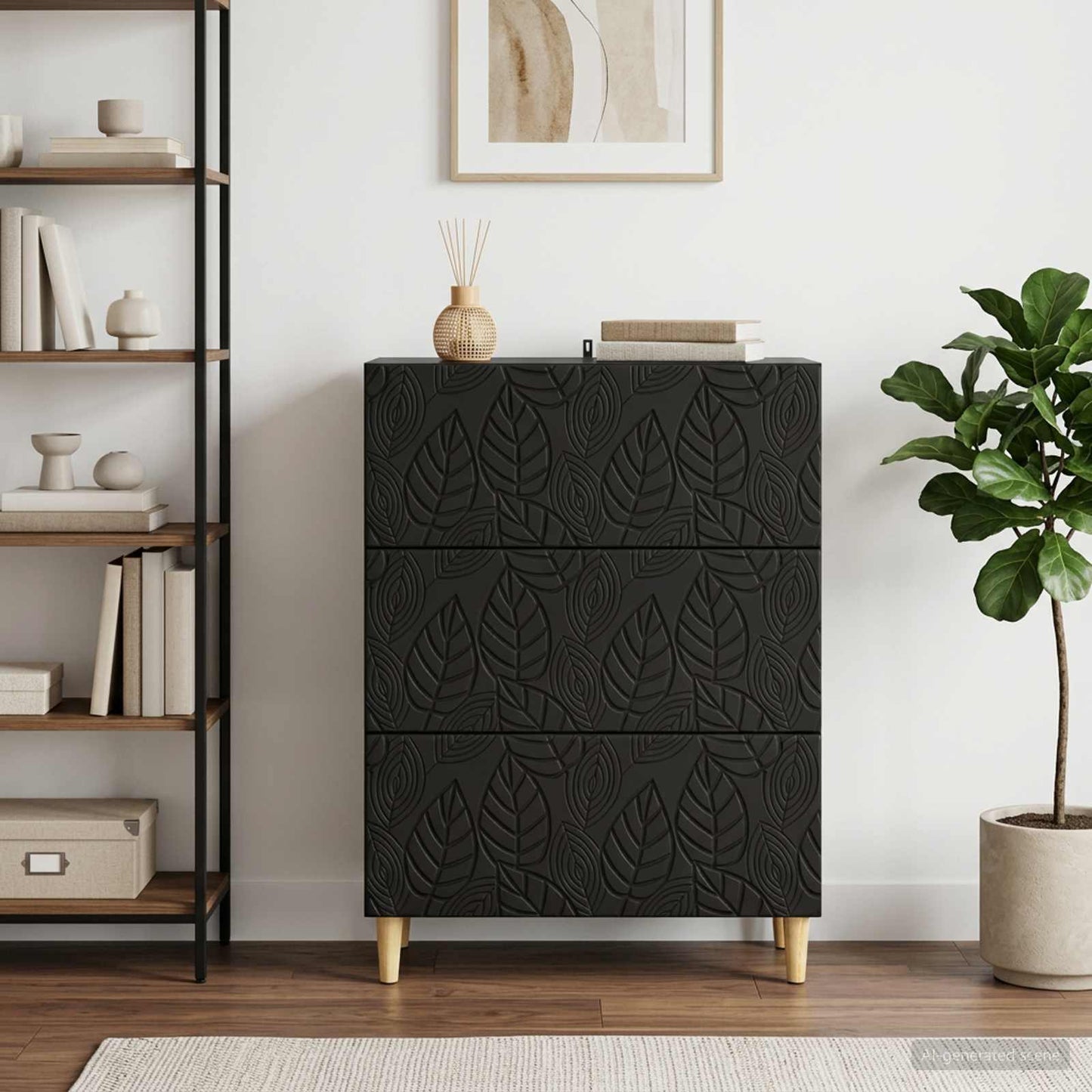 Drawer Cabinet Black 66 x 34.5 x 90 cm Engineered Wood