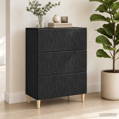 Drawer Cabinet Black 66 x 34.5 x 90 cm Engineered Wood