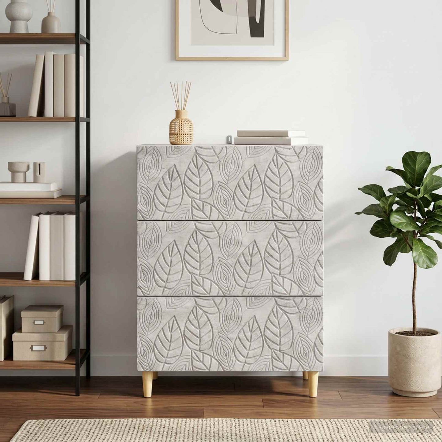 Drawer Cabinet Concrete Grey 66 x 34.5 x 90 cm Engineered Wood