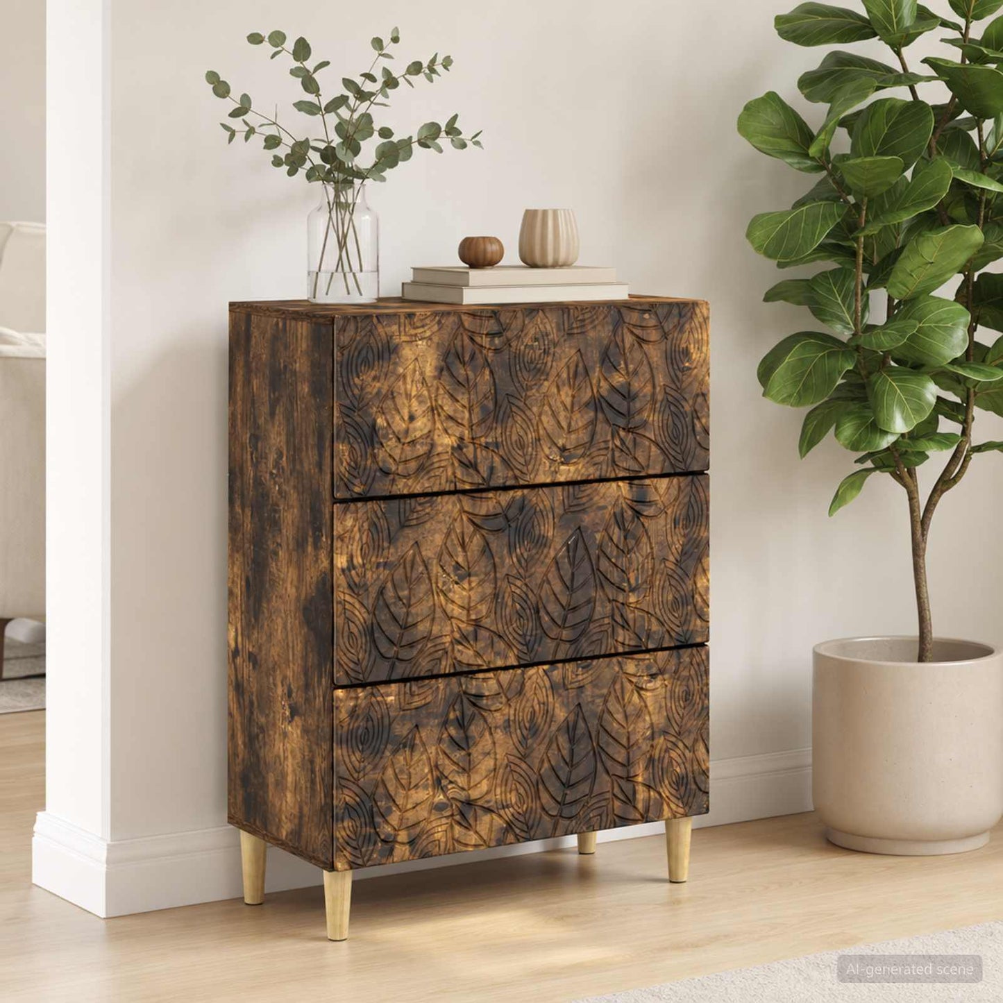 Drawer Cabinet Smoked Oak 66 x 34.5 x 90 cm Engineered Wood