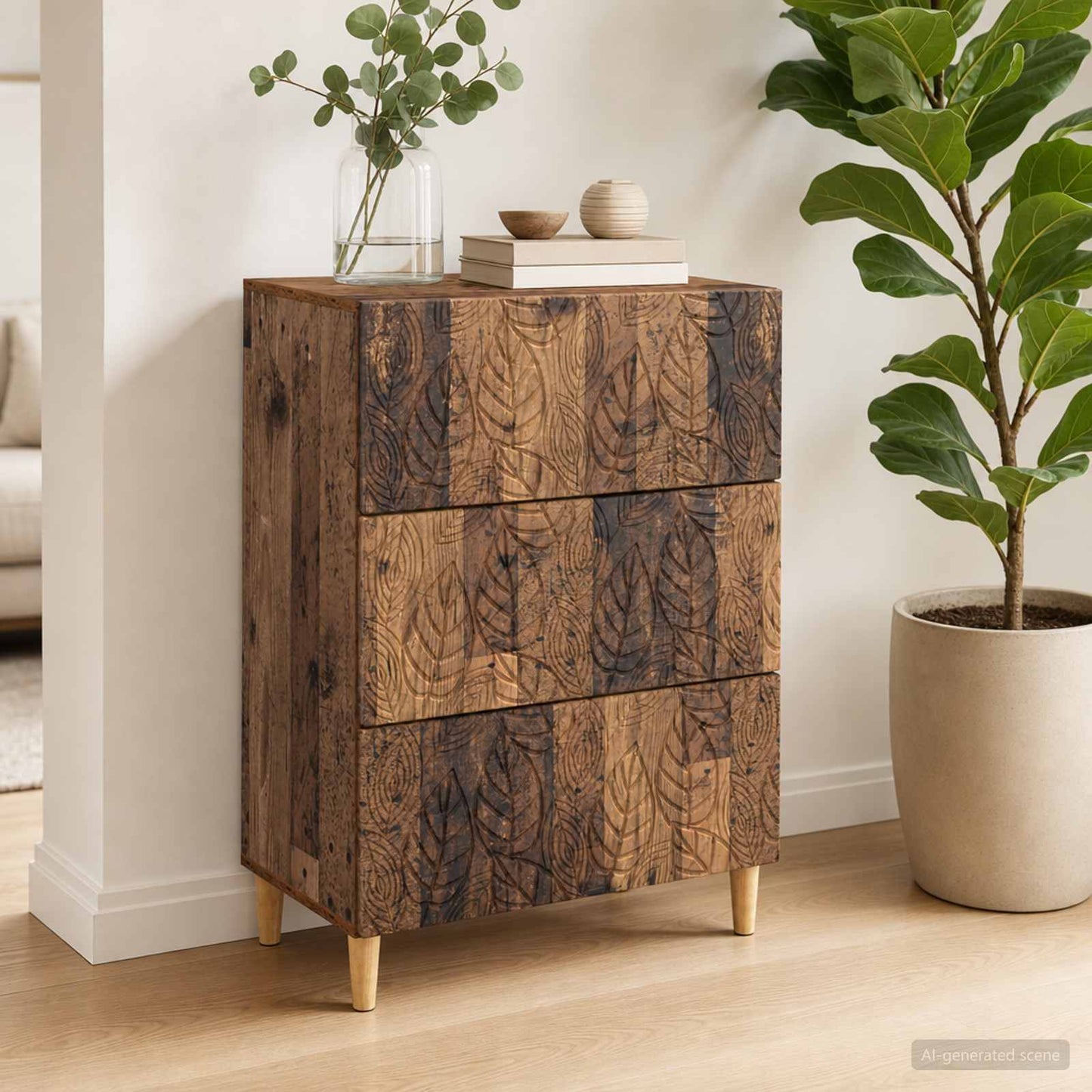 Drawer Cabinet Old Wood 66 x 34.5 x 90 cm Engineered Wood
