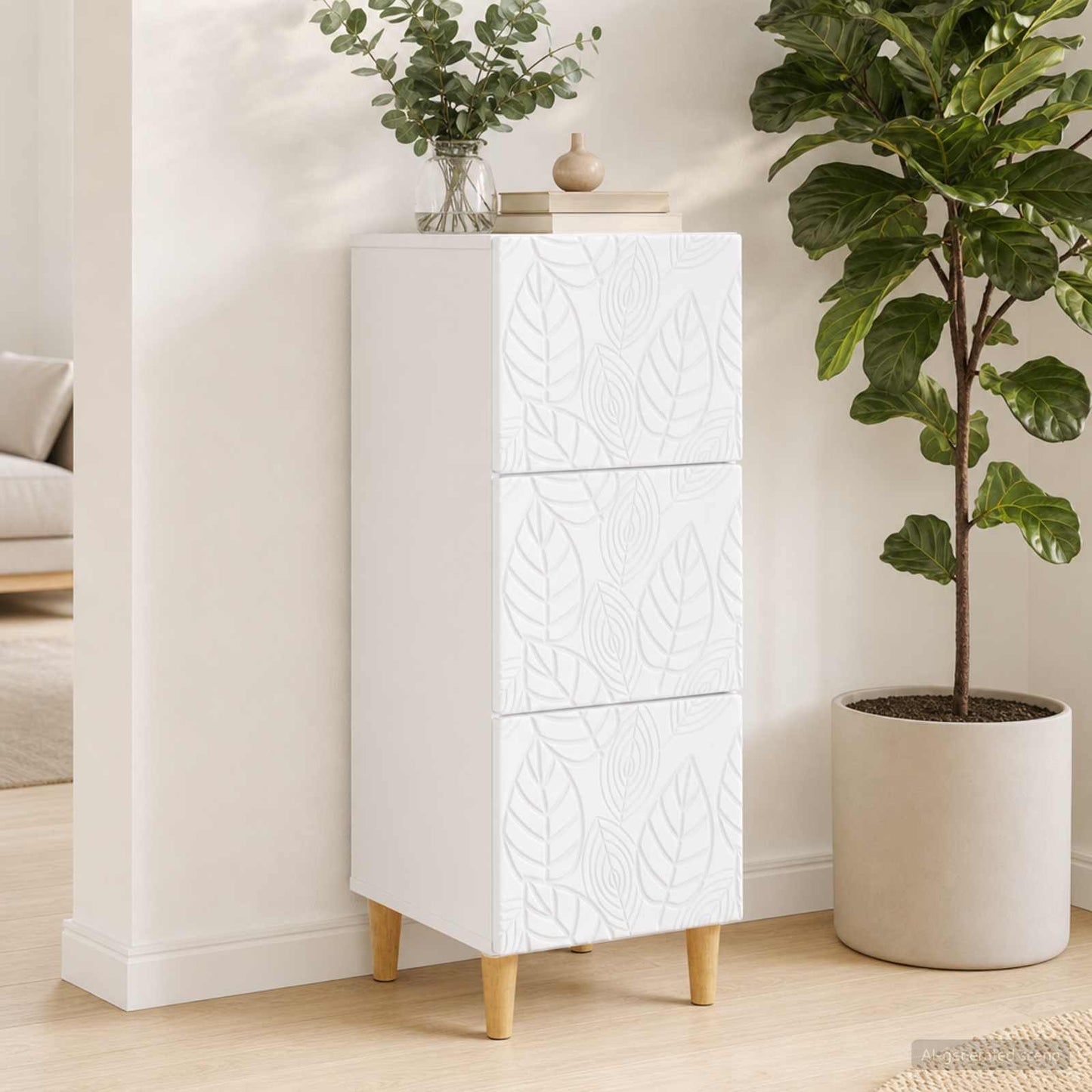 Drawer Cabinet 33 x 34.5 x 90 cm Engineered Wood White