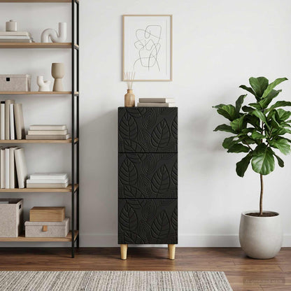 Drawer Cabinet Black 33 x 34.5 x 90 cm Engineered Wood