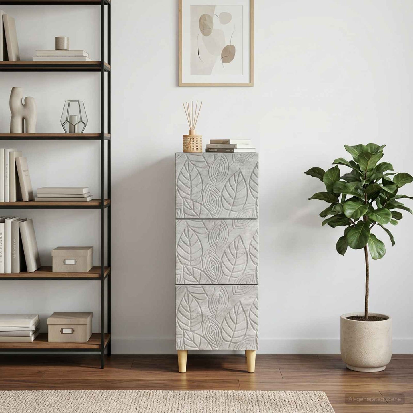 Drawer Cabinet Concrete Grey 33 x 34.5 x 90 cm Engineered Wood