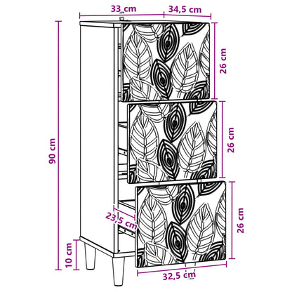 Drawer Cabinet Old Wood 33 x 34.5 x 90 cm Engineered Wood
