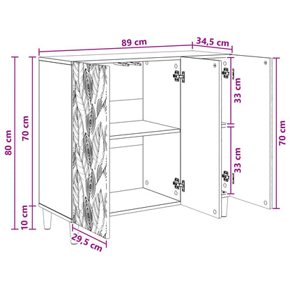 Sideboard High Gloss White 89 x 34.5 x 80 cm Engineered Wood