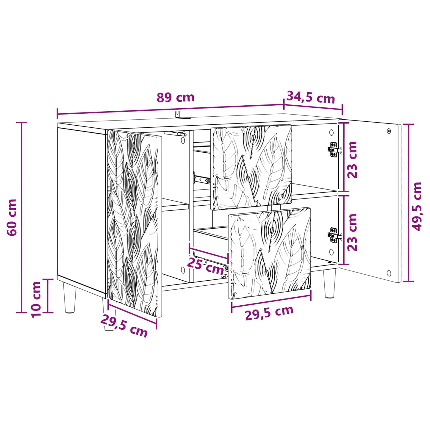 Sideboard Concrete Grey 89 x 34.5 x 60 cm Engineered Wood