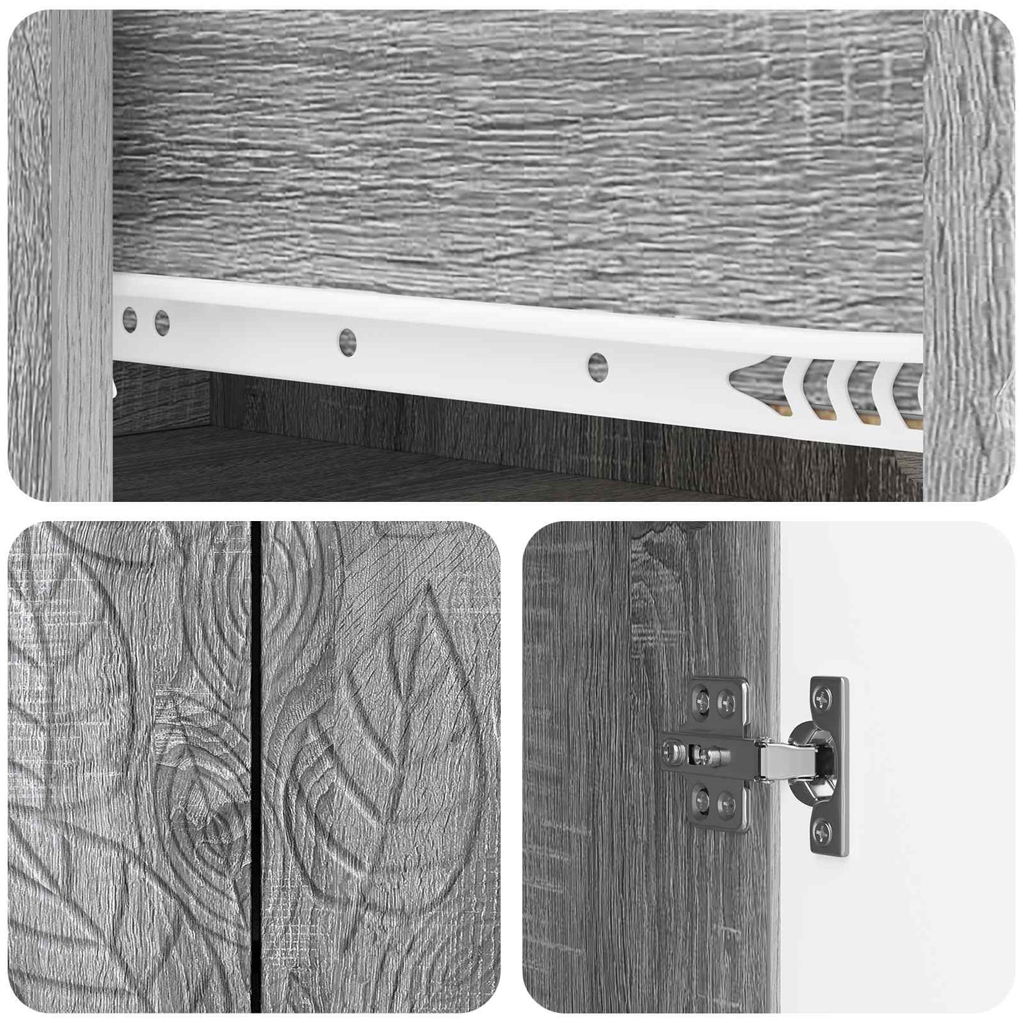 Sideboard Grey Sonoma 89 x 34.5 x 60 cm Engineered Wood