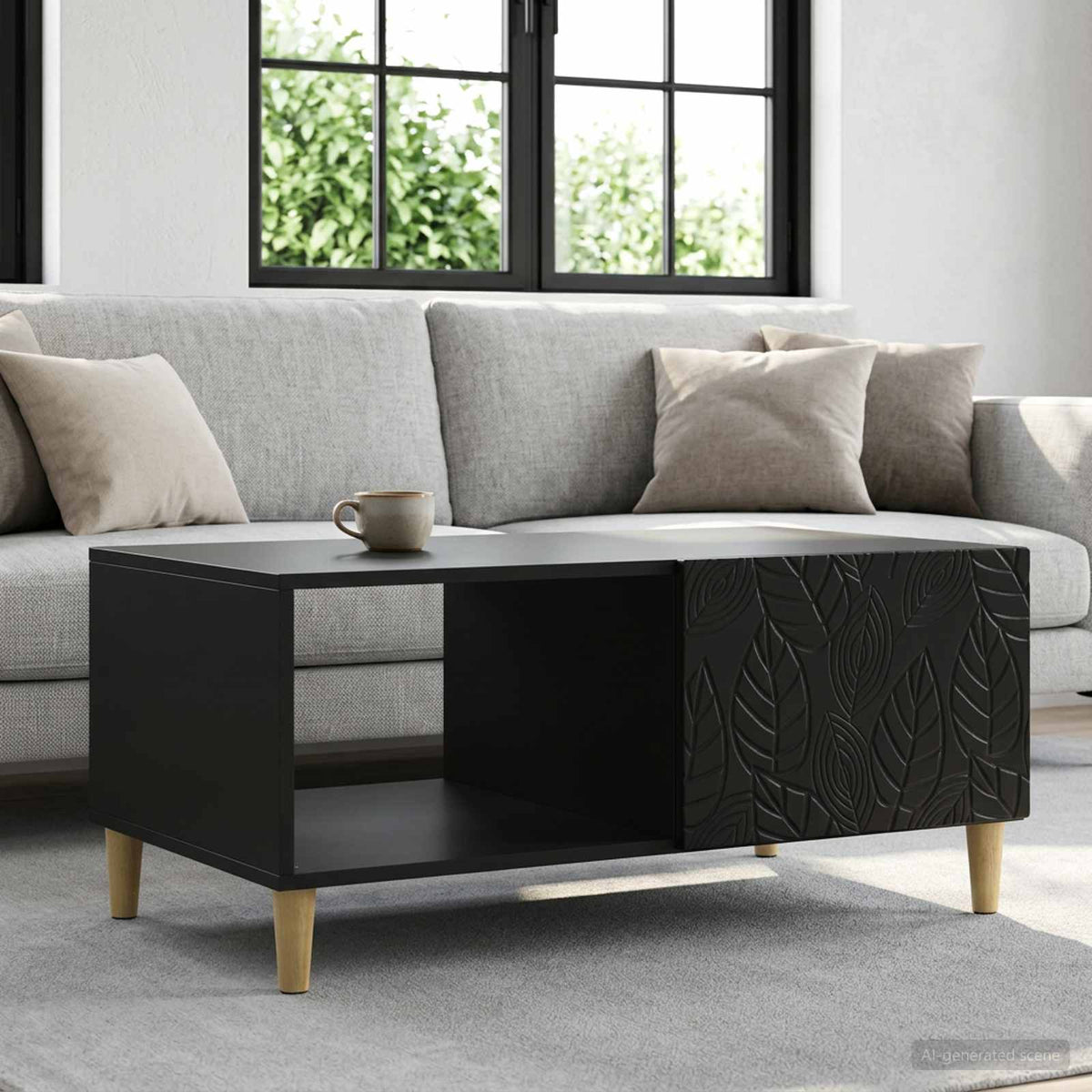 Coffee Table Black 90 x 50 x 40 cm Engineered Wood