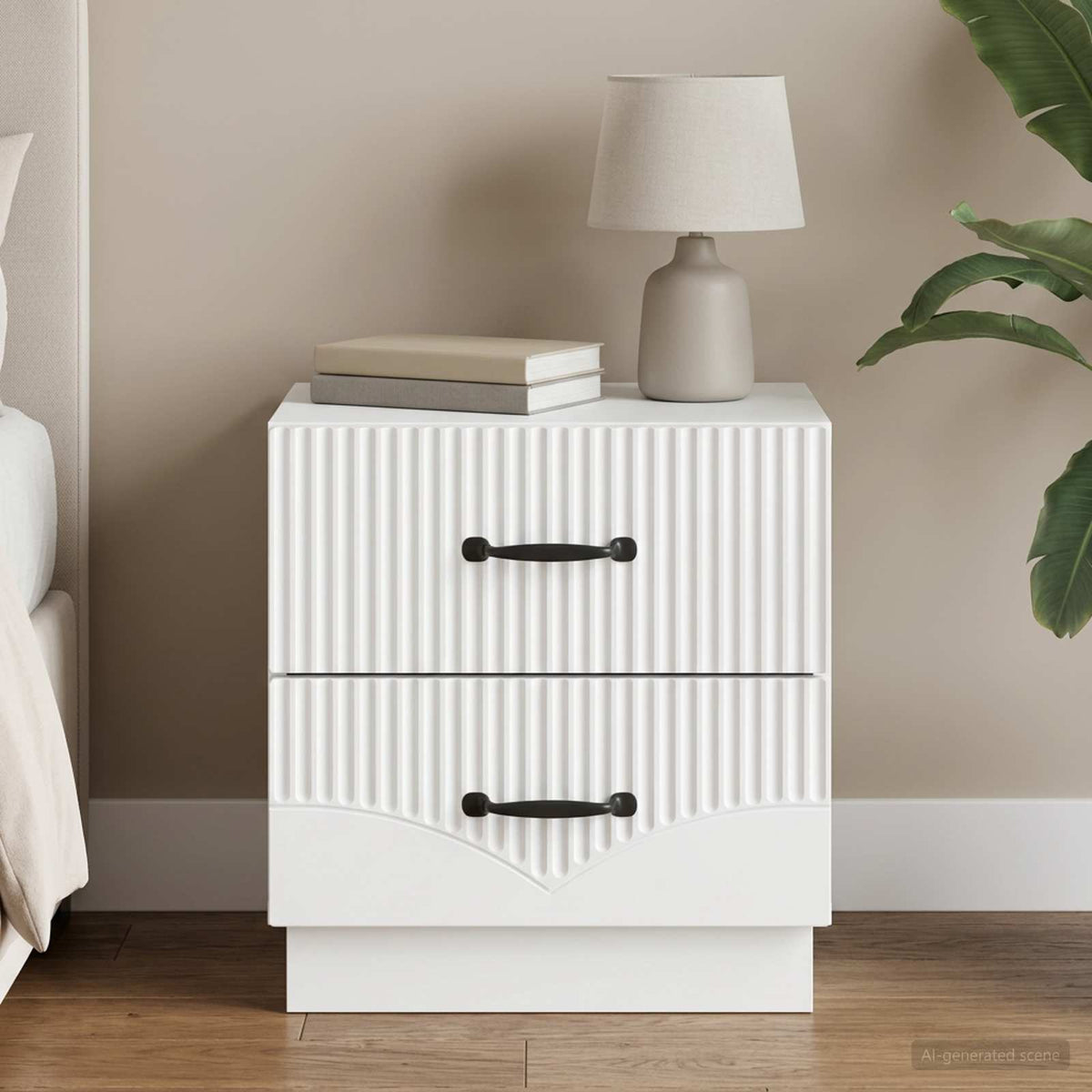 Bedside Cabinet White 43 x 34.5 x 44.5 cm Engineered Wood